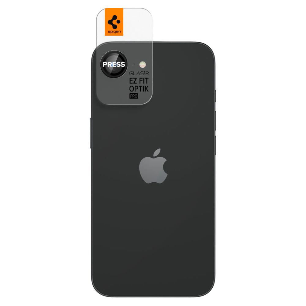 Zaščitna folija za zadnjo kamero Spigen GlastR EZ FIT Optik Pro za Apple iPhone 17e / 16e, Kaljeno steklo, Set 2 kosa, Črna AGL09279