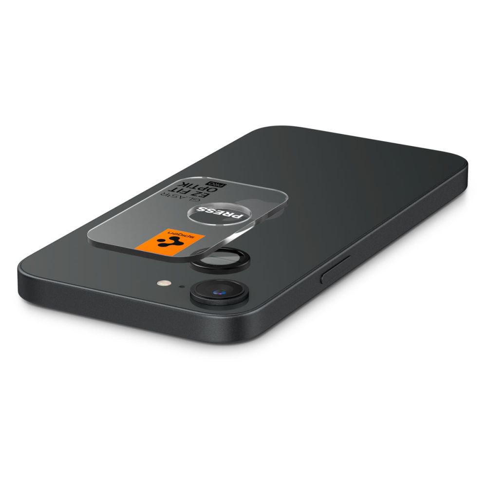 Zaščitna folija za zadnjo kamero Spigen GlastR EZ FIT Optik Pro za Apple iPhone 17e / 16e, Kaljeno steklo, Set 2 kosa, Črna AGL09279
