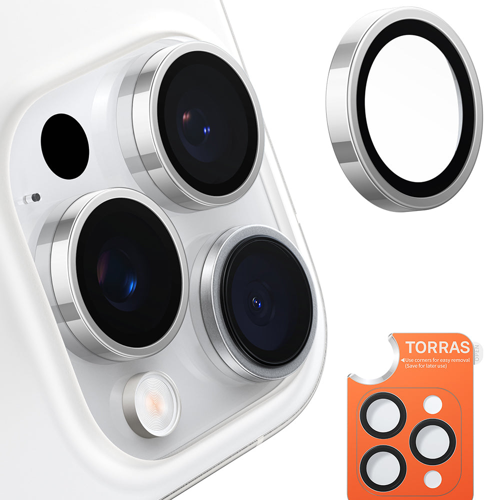Zaščitna folija za zadnjo kamero Torras Lensguard za Apple iPhone 16 Pro Max / 16 Pro, kaljeno steklo, kovinsko siva