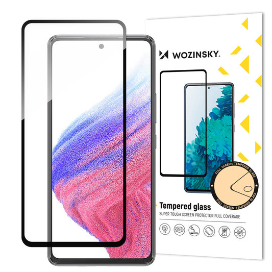 WZK Zaščita zaslona za Samsung Galaxy A54 A546, zaščitna folija za zaslon, zaščiteno steklo, polno lepilo, črna