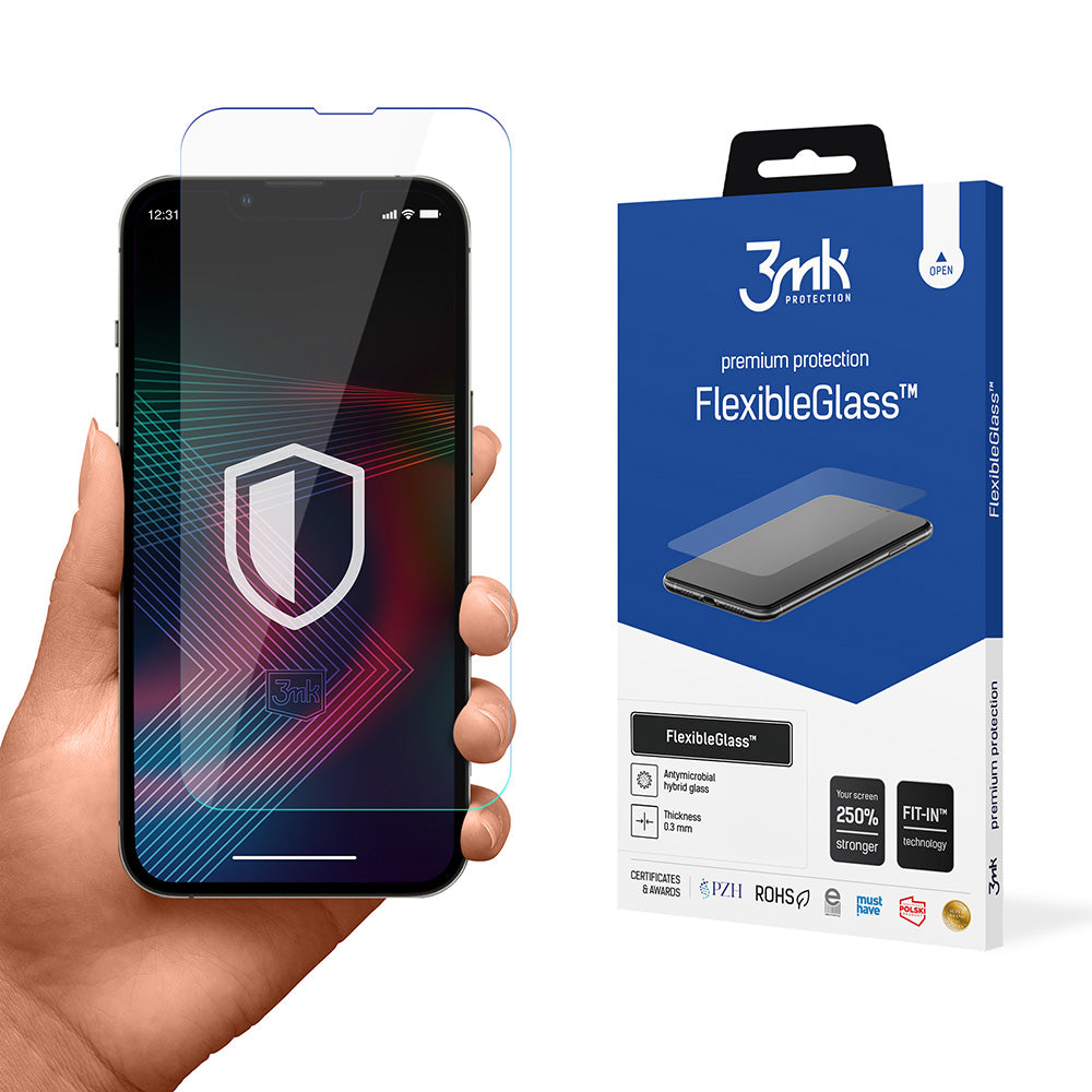 Zaščitna folija za zaslon 3MK FlexibleGlass za Apple iPhone 14 Pro / 14, fleksibilno steklo, polno lepilo