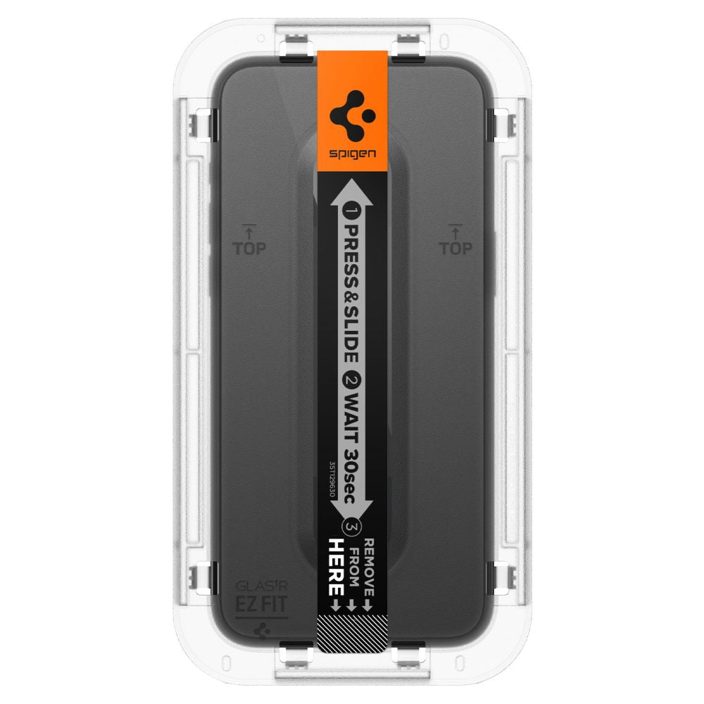 Zaščitna folija za zaslon Spigen GlastR EZ FIT HD za Apple iPhone 15, Kaljeno steklo, Polno lepilo, 2.5D, Črna AGL06908