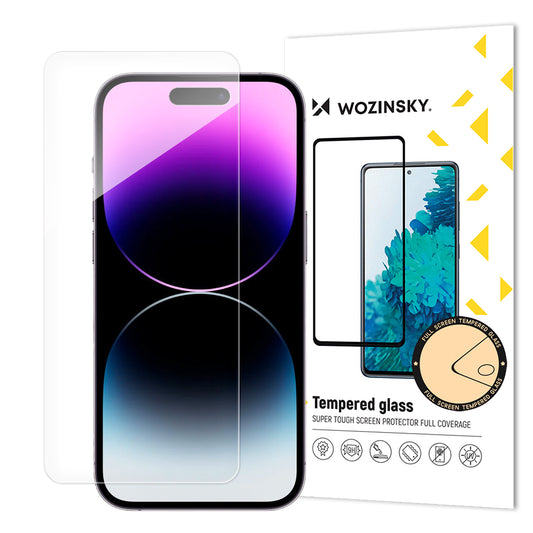 WZK Zaščita zaslona za Apple iPhone 15 Pro, polno lepilo, zaščiteno steklo, polno lepilo