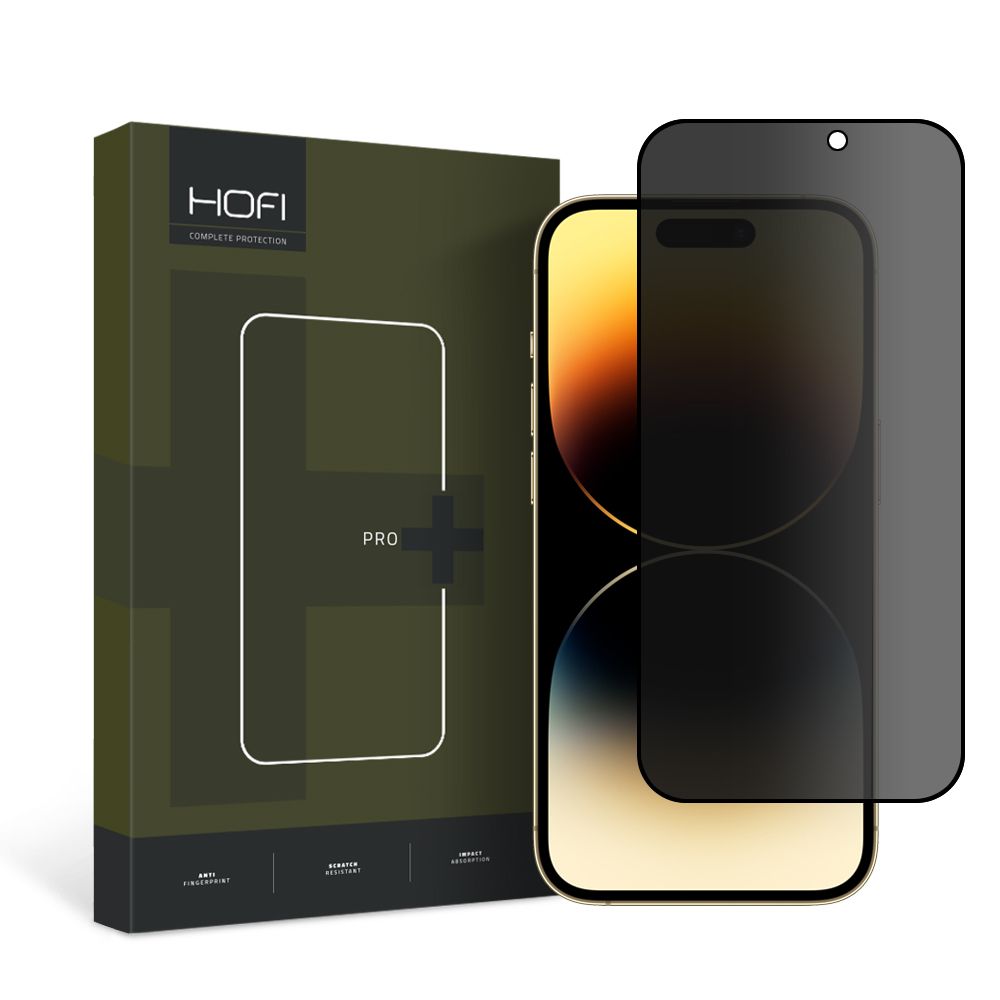Zaščitna folija za zaslon Privacy HOFI PRO+ za Apple iPhone 15 Pro, Kaljeno steklo, Polno lepilo