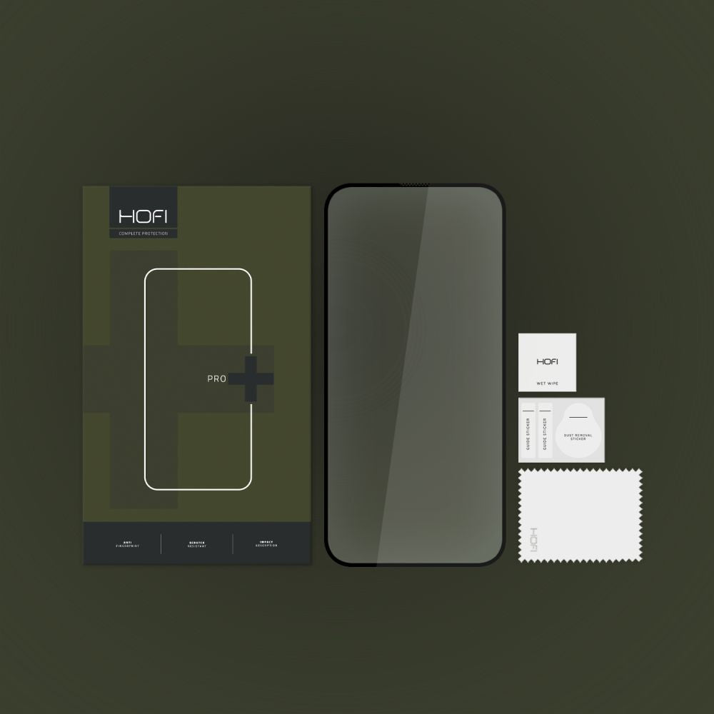 Zaščitna folija za zaslon HOFI PRO+ za Apple iPhone 15 Pro, Kaljeno steklo, Polno lepljenje, 2.5D, Črna
