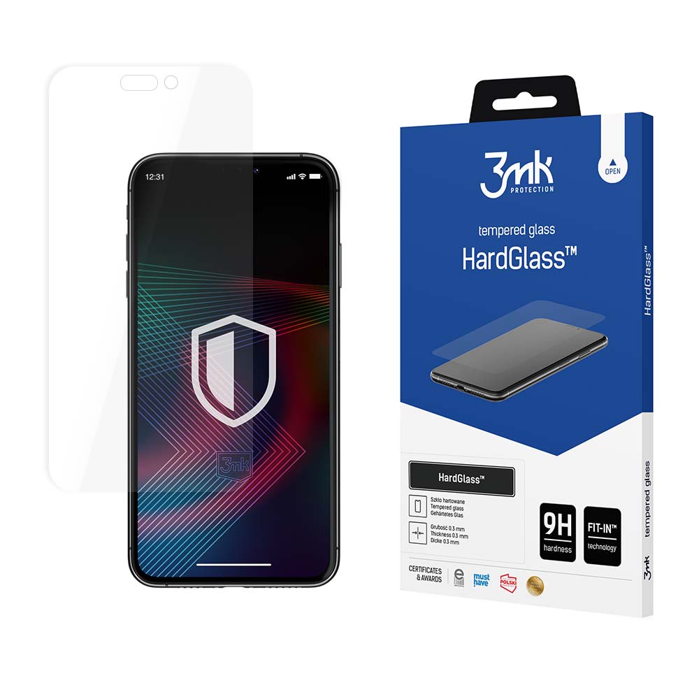 Zaščitna folija za zaslon 3MK HardGlass za Apple iPhone 14 Pro Max, Kaljeno steklo, Polno lepilo