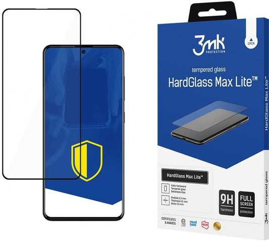 3MK HardGlass Max Lite Screen Protector za Samsung Galaxy A51 A515 / A52s 5G A528 / A52 5G A526, zaščiteno steklo, polno lepilo, črno