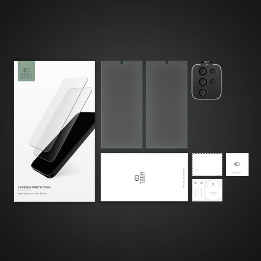 Tech-Protect Supreme Zaščitna folija za zadnji zaslon in kamero za Samsung Galaxy S24 Ultra S928, zaščiteno steklo, polno lepilo, komplet 3 kosi, 2,5D