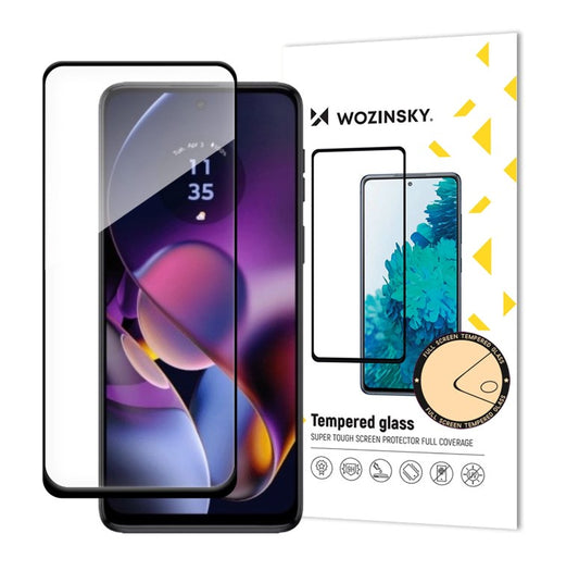 WZK Zaščitna folija za Motorola Moto G54, zaščitna prevleka zaslona za Motorolo Moto G54, zaščiteno steklo, popolnoma lepljiva, črna
