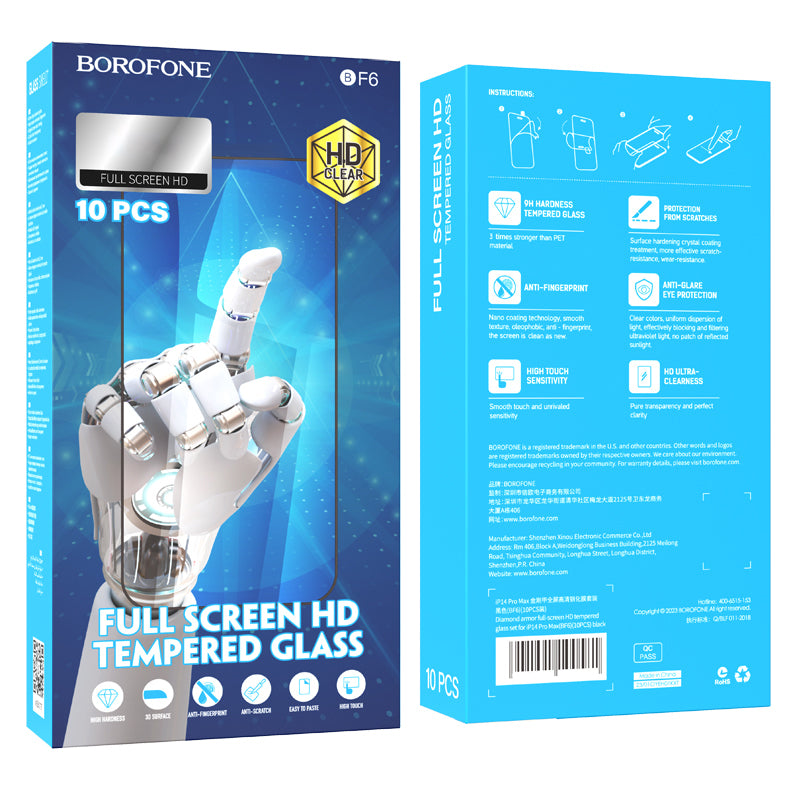Zaščita zaslona BF6 Diamond Armor BF6 Screen Protector za Apple iPhone 12 / 12 Pro, zaščiteno steklo, polno lepilo, komplet 10 kosov, črna