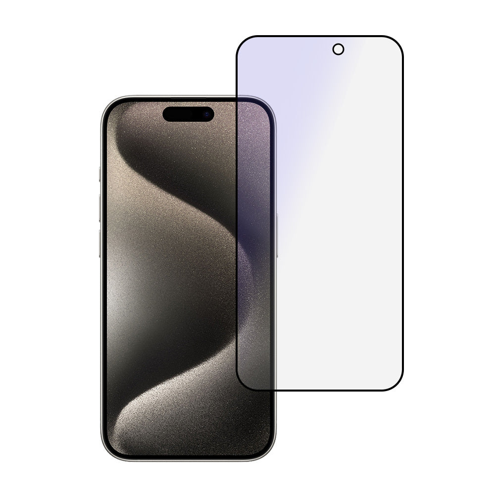 OEM Anti Blue Light OEM Screen Protector for Apple iPhone 16, Shielded Glass, Full Glue, Black