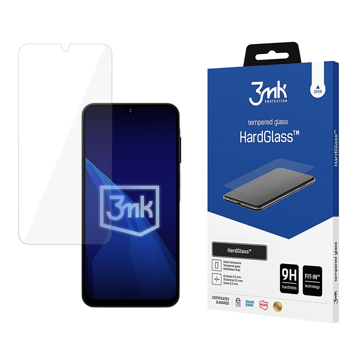 Zaščitna folija za zaslon 3MK HardGlass za Samsung Galaxy A17 4G / A17 5G / A16 5G A166 / A16 4G A165, Kaljeno steklo, Polno lepljenje