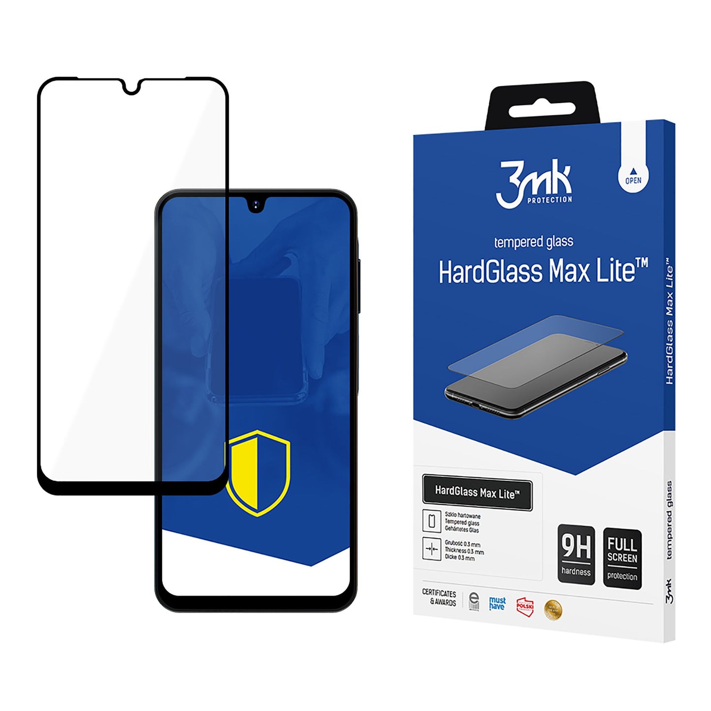 Zaščitna folija za zaslon 3MK HardGlass Max Lite za Samsung Galaxy A26 A266 / A16 5G A166, Kaljeno steklo, Polno lepljenje, Črna
