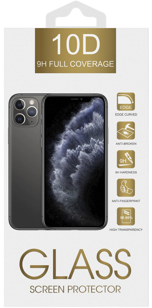 Zaščitna folija za zaslon OEM za Apple iPhone 16e / 14 / 13 Pro / 13, zaščiteno steklo, polno lepilo, 10D, črna
