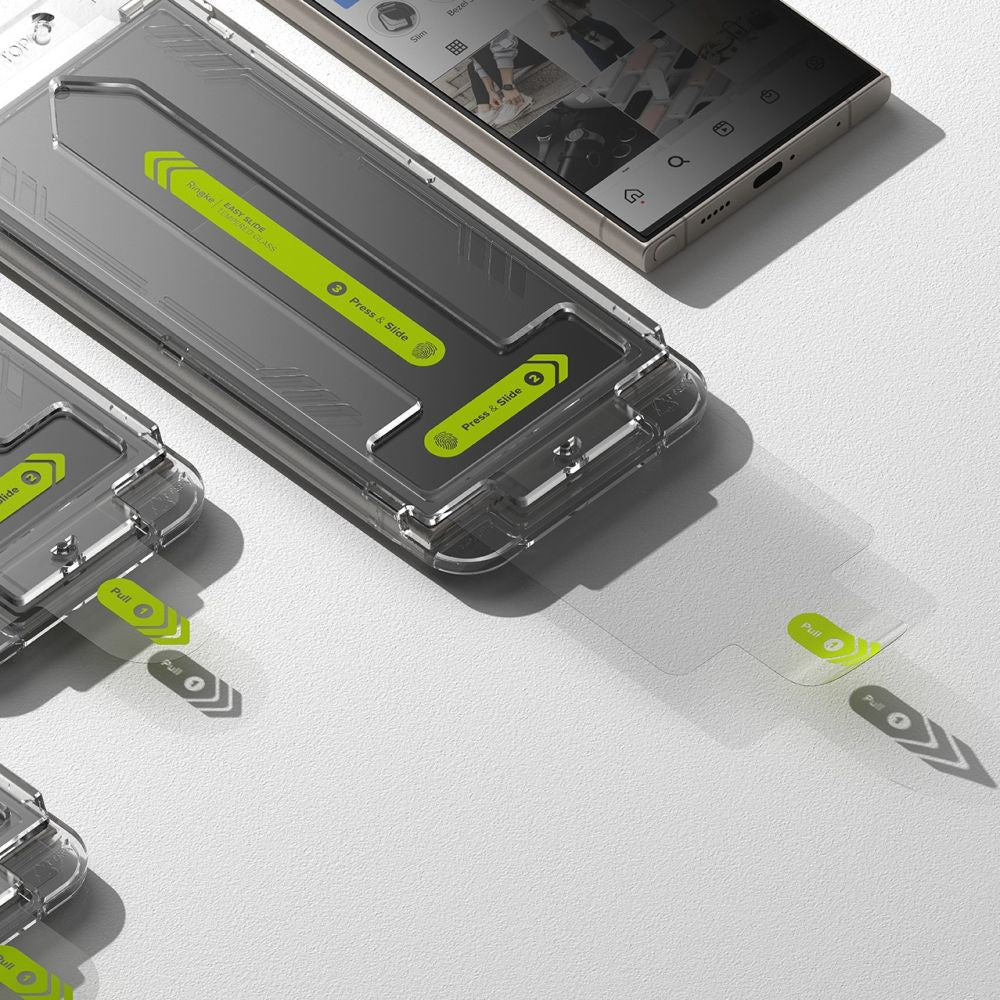 Zaščitna folija zaslona Privacy Ringke Easy Slide za Samsung Galaxy S24 Ultra S928, kaljeno steklo, polno lepilo, komplet 2 kosa