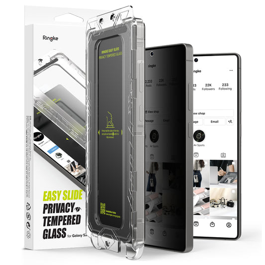 Zaščitna folija za zaslon Privacy Ringke Easy Slide za Samsung Galaxy S25 Ultra S938, Kaljeno steklo, Polno lepilo, Komplet 2 kosa