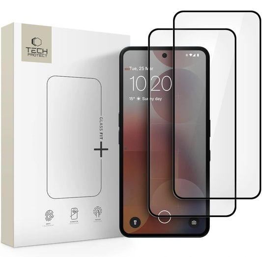 Zaščitna folija za zaslon Tech-Protect FIT+ za Nothing Phone (3a) / Phone (3a) Pro, Kaljeno steklo, Polno lepljenje, Komplet 2 kosa, 2.5D, Črna