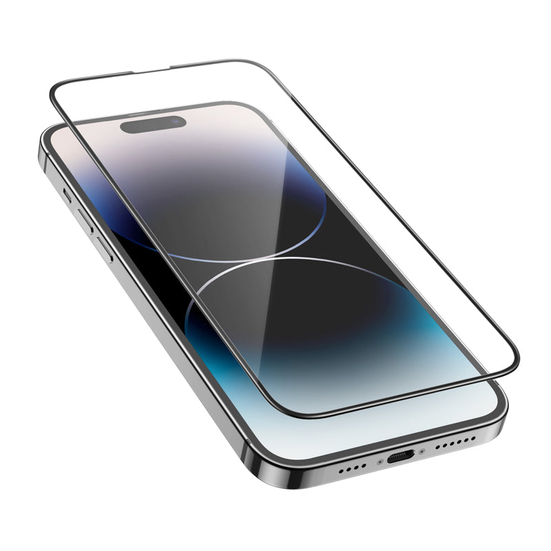 Zaščitna folija za zaslon HOCO G16 za Apple iPhone 14 Pro Max, Kaljeno steklo, Polno lepljiva, 5D, Črna