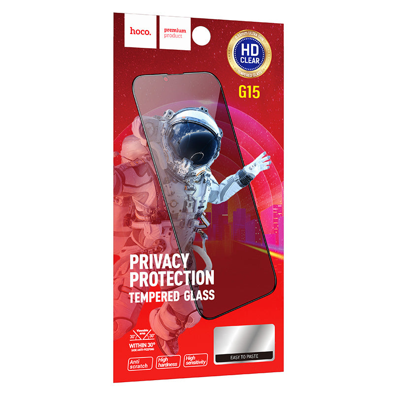 Zaščitna folija za zaslon Privacy HOCO G15 za Apple iPhone 11 Pro / XS / X, Kaljeno steklo, Polno lepilo, 5D