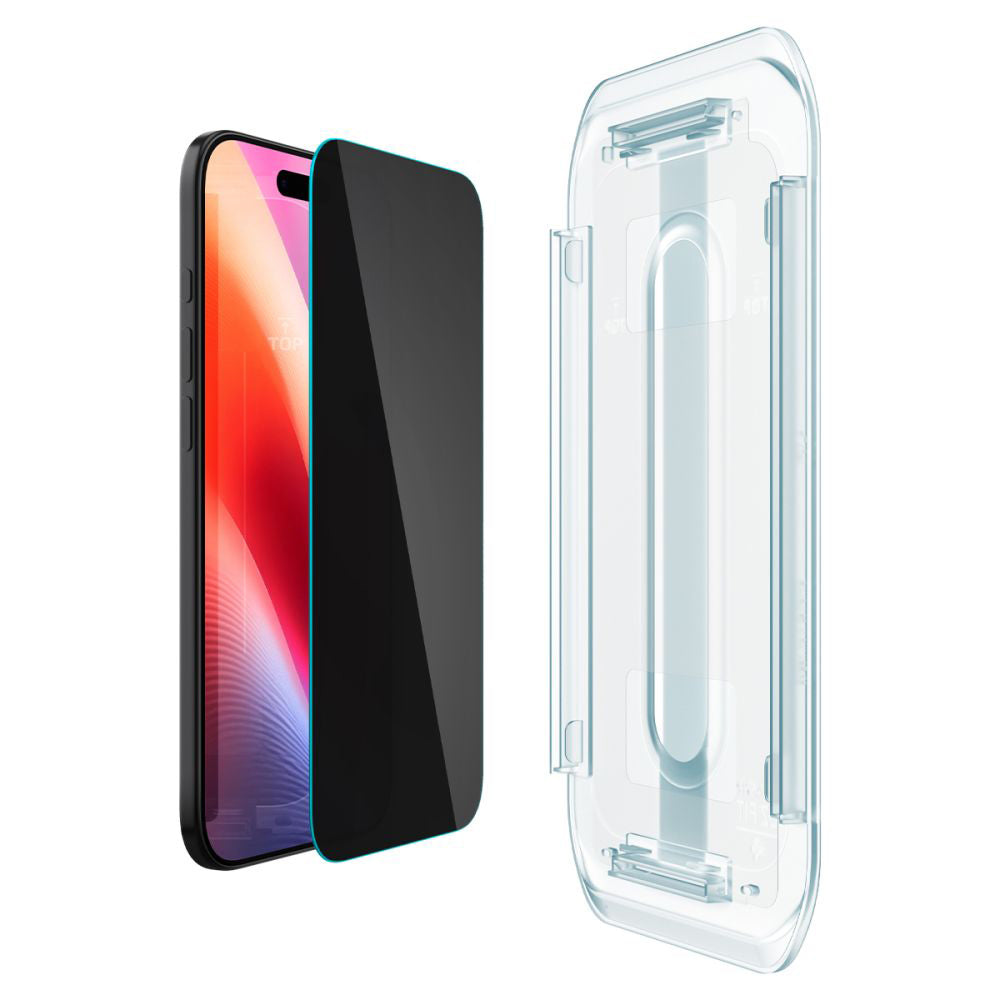 Zaščitna folija za zaslon Privacy Spigen GlastR EZ FIT za Apple iPhone 17 Air, Kaljeno steklo, Polno lepilo, Komplet 2 kosa