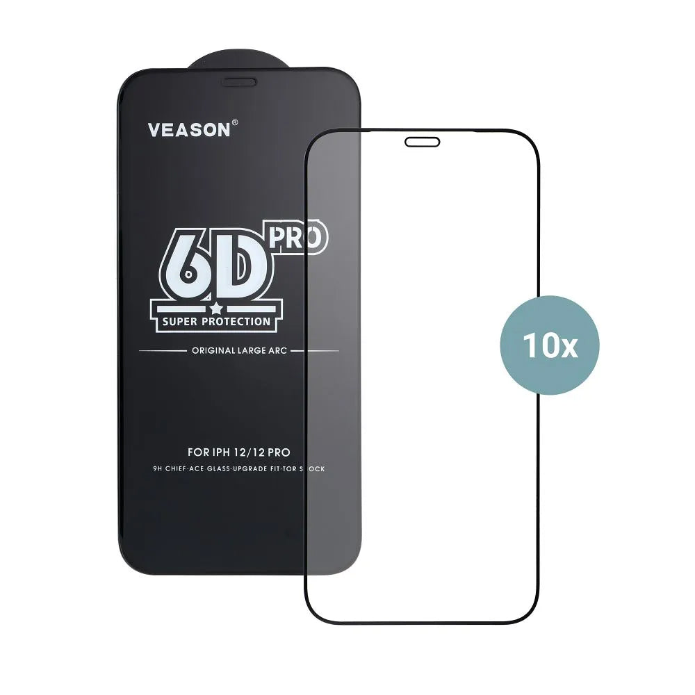 Zaščitna folija za zaslon Veason PRO za Apple iPhone 17 Air, kaljeno steklo, polno lepilo, komplet 10 kosov, 6D, črna