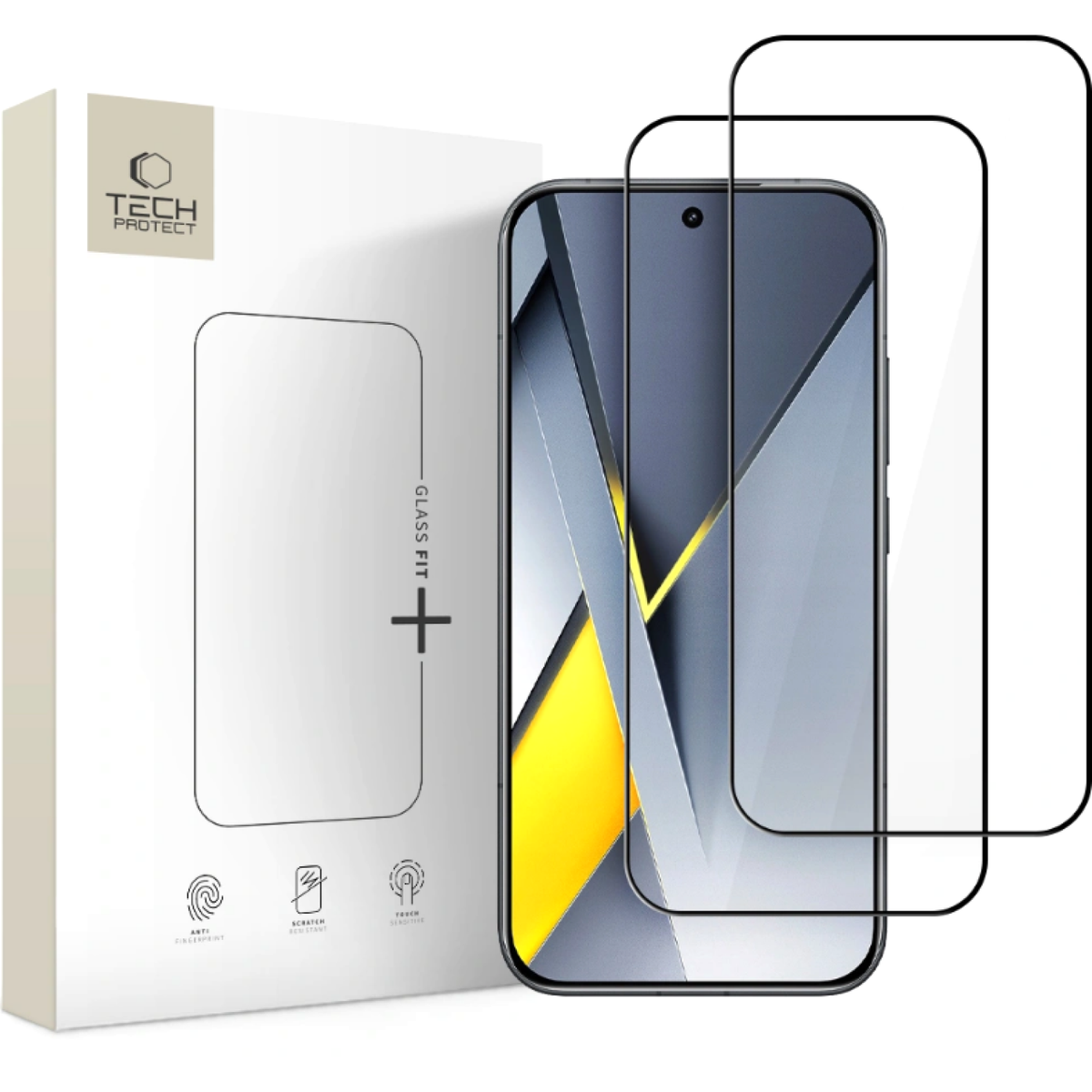Zaščitna folija za zaslon Tech-Protect FIT+ za Xiaomi Poco F8 Ultra, kaljeno steklo, polno lepilo, komplet 2 kosa, 2.5D, črna