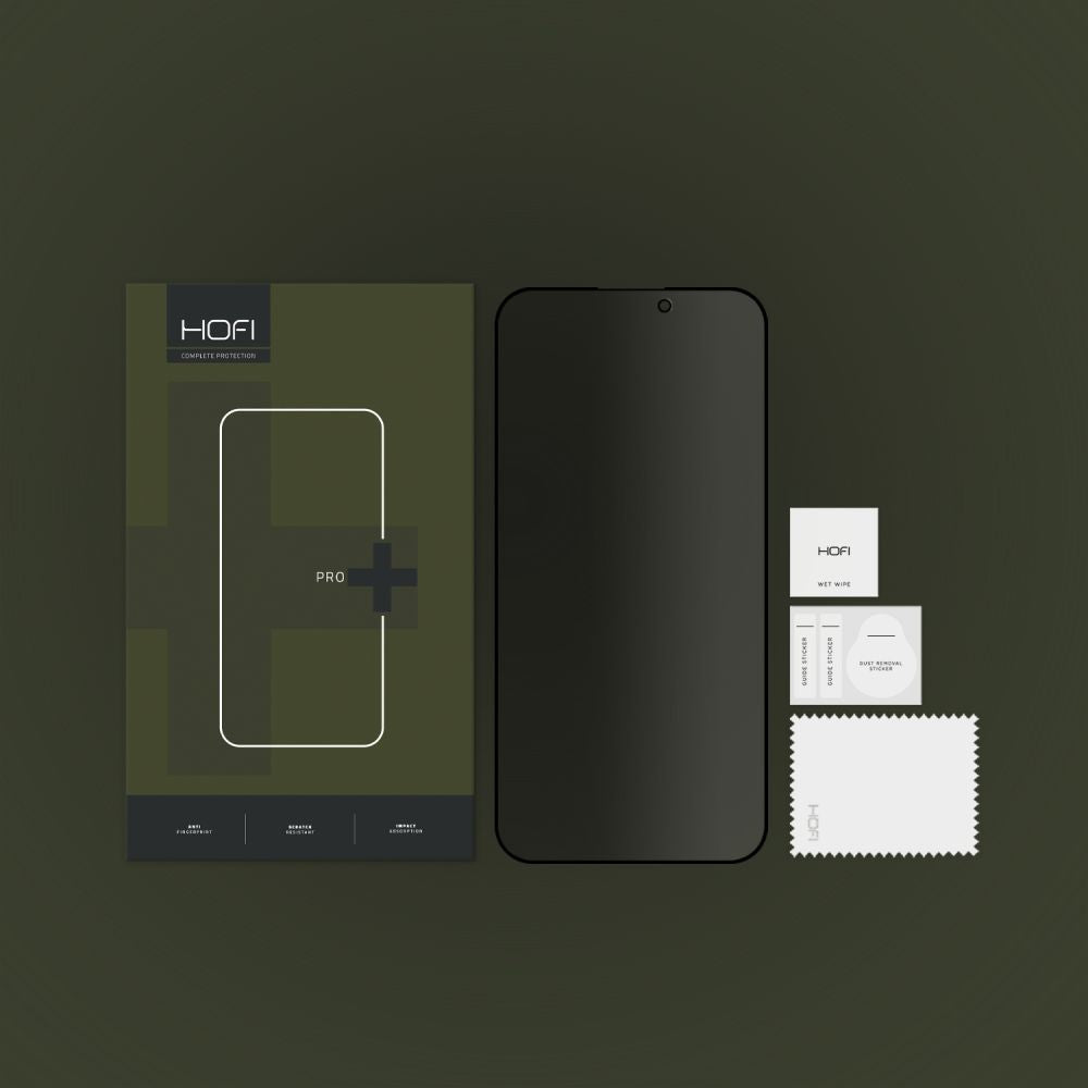 Zaščitna folija za zaslon Privacy HOFI PRO+ za Apple iPhone 15 Pro, Kaljeno steklo, Polno lepilo