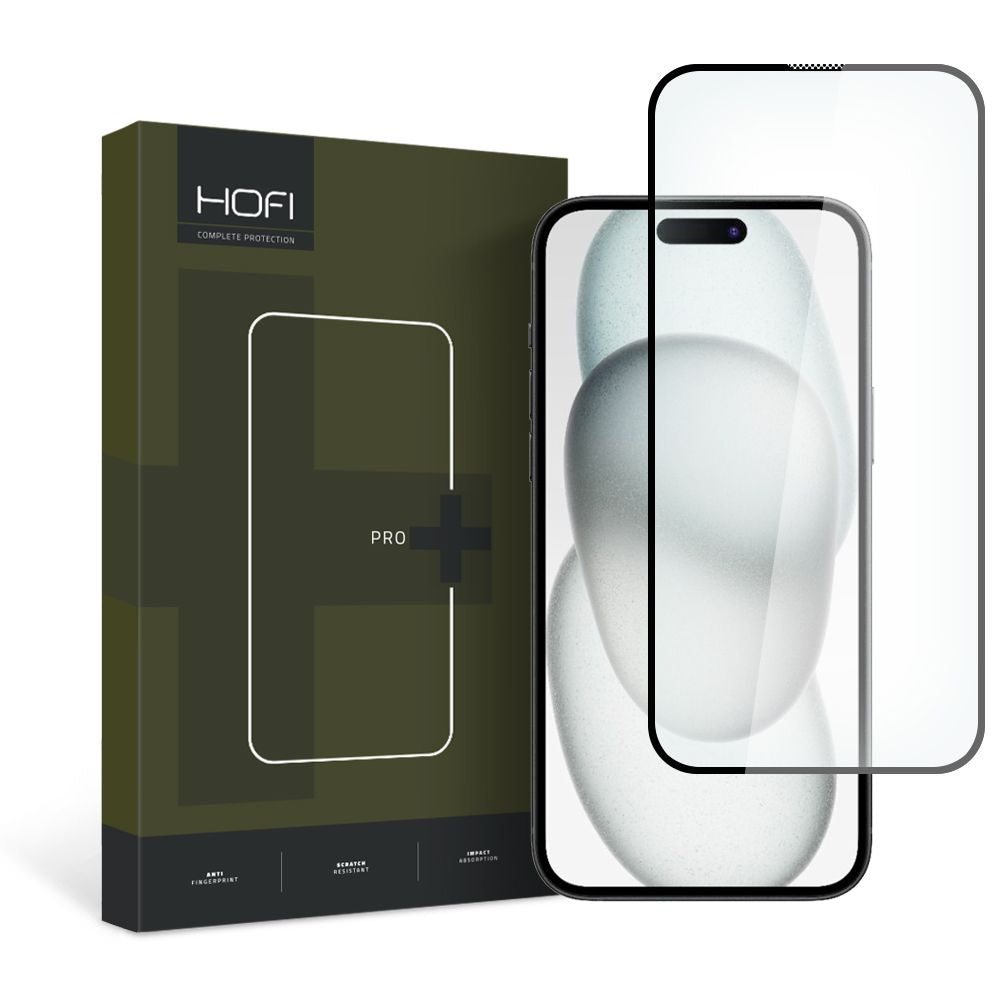 Zaščitna folija zaslona HOFI PRO+ za Apple iPhone 15, kaljeno steklo, polno lepilo, 2.5D, črna