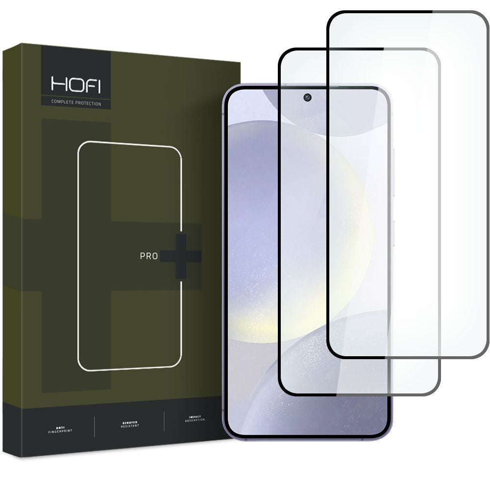 HOFI Glass PRO+ Screen Protector za Samsung Galaxy S24 S921, zaščitno steklo, polno lepilo, komplet 2 kosa, 2,5D, črno