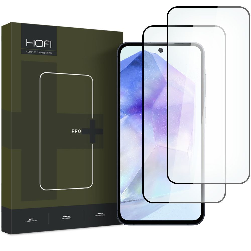 Zaščita zaslona HOFI Glass PRO+ za Samsung Galaxy A55 5G A556 / A35 5G A356, zaščiteno steklo, polno lepilo, komplet 2 kosa, 2,5D, črna