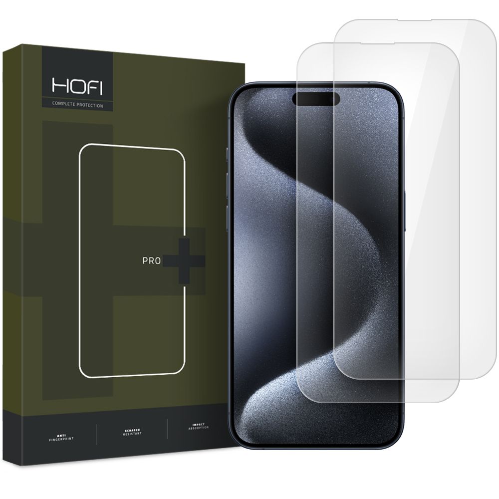 HOFI Glass PRO+ Zaščita zaslona za Apple iPhone 16 Plus, zaščiteno steklo, polno lepilo, komplet 2 kosa, 2,5D