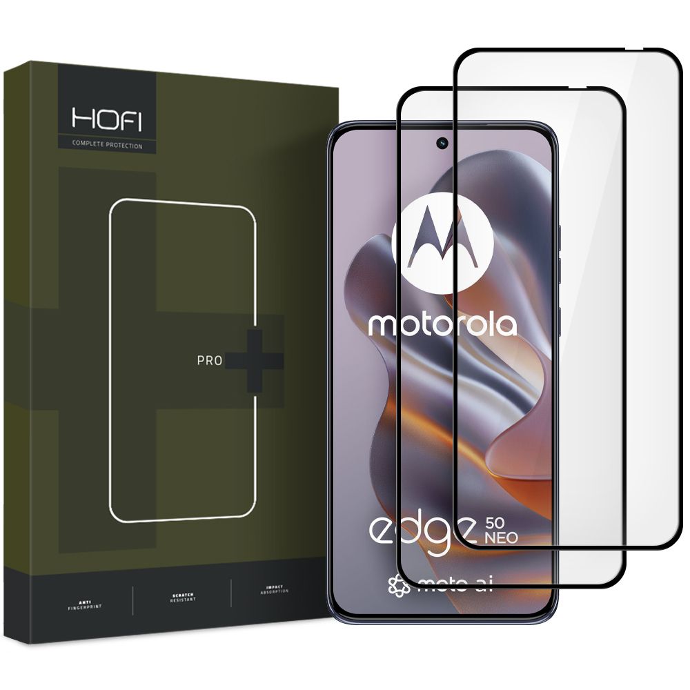 Zaščitno steklo HOFI Glass PRO+ za telefon Motorola Edge 50 Neo, zaščitno steklo, polno lepilo, komplet 2 kosa, 2,5D, črno