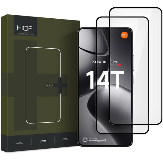 Zaščitno steklo HOFI Glass PRO+ za Xiaomi 14T Pro / 14T, zaščitno steklo, polno lepilo, komplet 2 kosa, 2,5D, črno