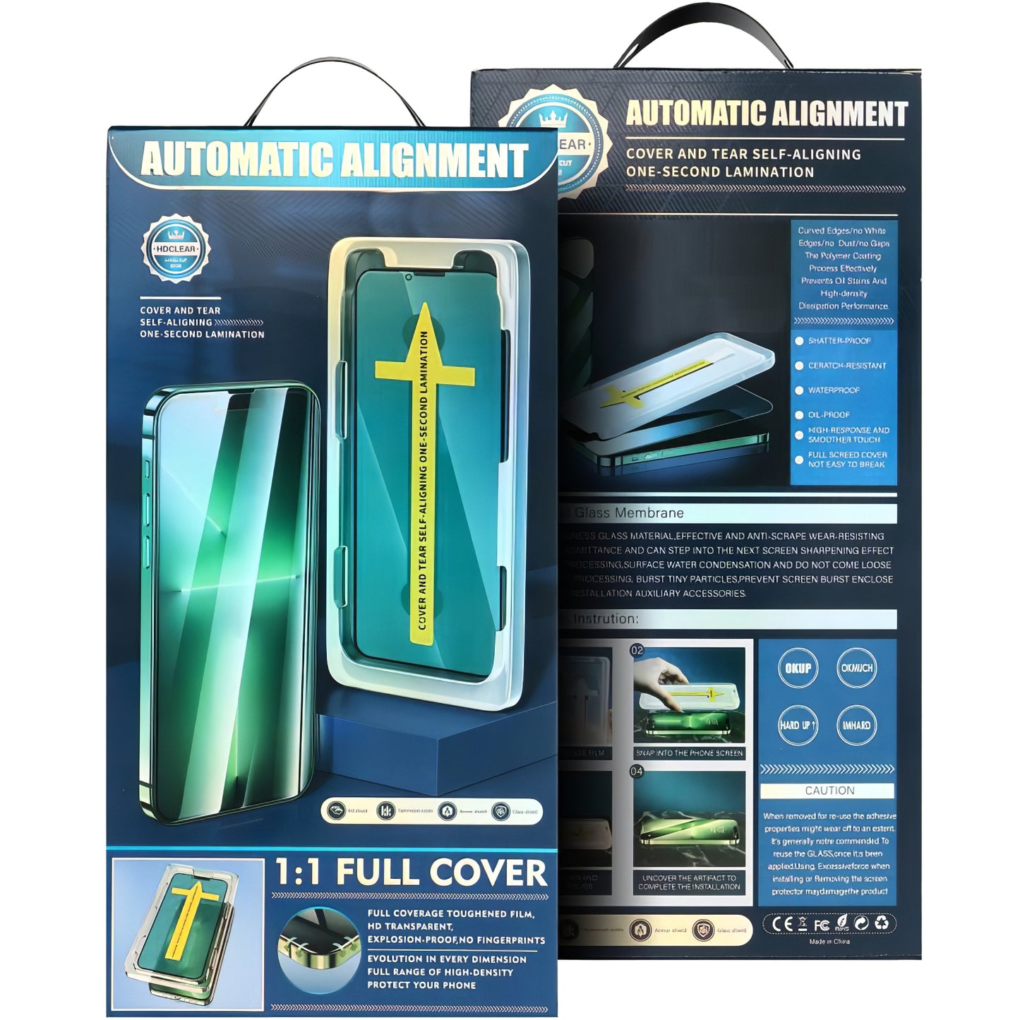 Zaščita zaslona za samodejno poravnavo OEM za Apple iPhone 16 Pro Max, zaščiteno steklo, polno lepilo, 5D, črna