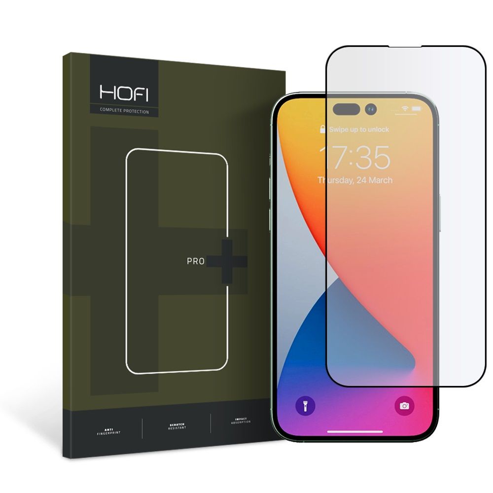 Zaščitna folija zaslona HOFI PRO+ za Apple iPhone 14 Pro, kaljeno steklo, polno lepilo, črna
