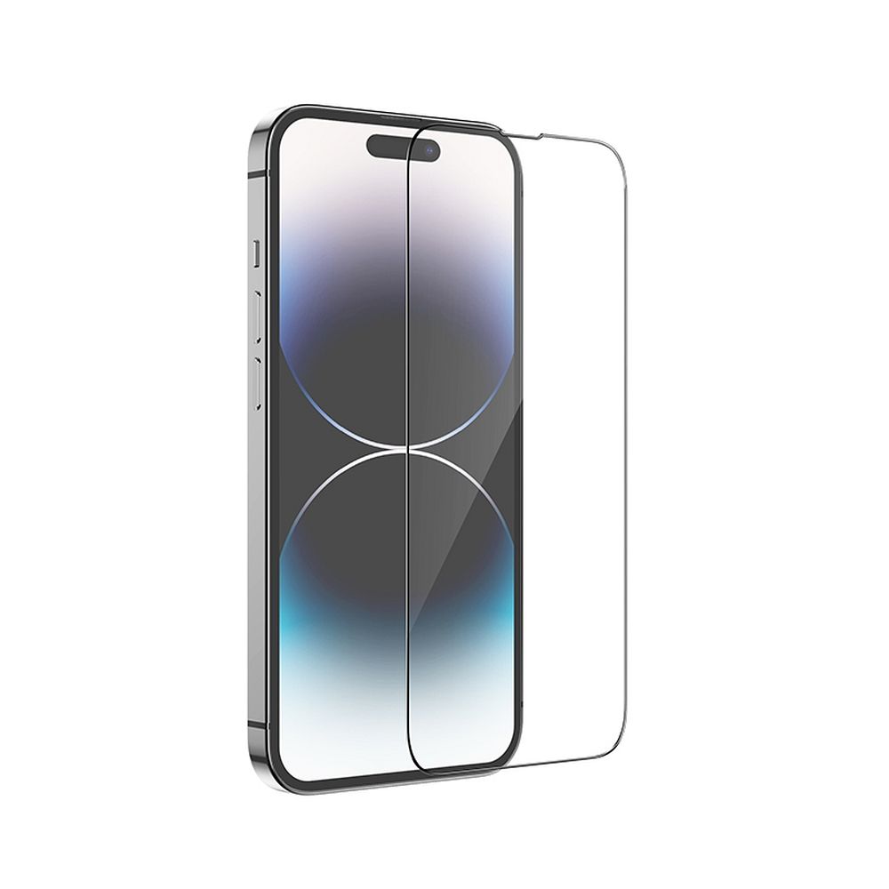 Zaščitna folija za zaslon HOCO za Apple iPhone 14 Pro, Kaljeno steklo, Polno lepljiva, Set 10 kosov, Črna