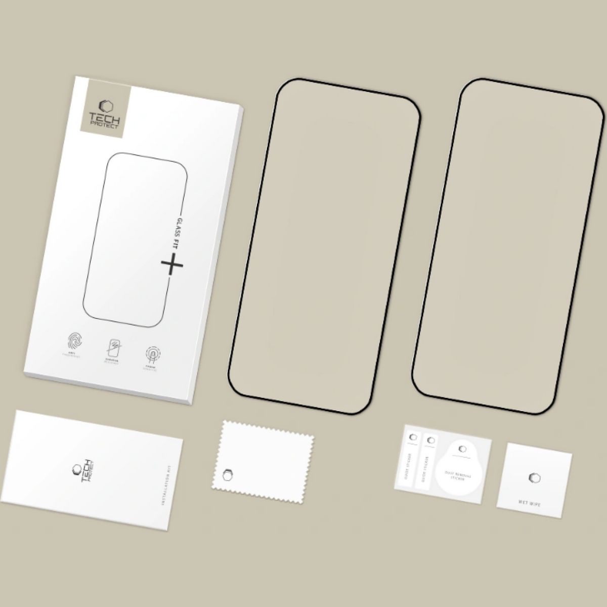 Zaščitna folija za zaslon Tech-Protect FIT+ za Xiaomi Poco F8 Ultra, kaljeno steklo, polno lepilo, komplet 2 kosa, 2.5D, črna