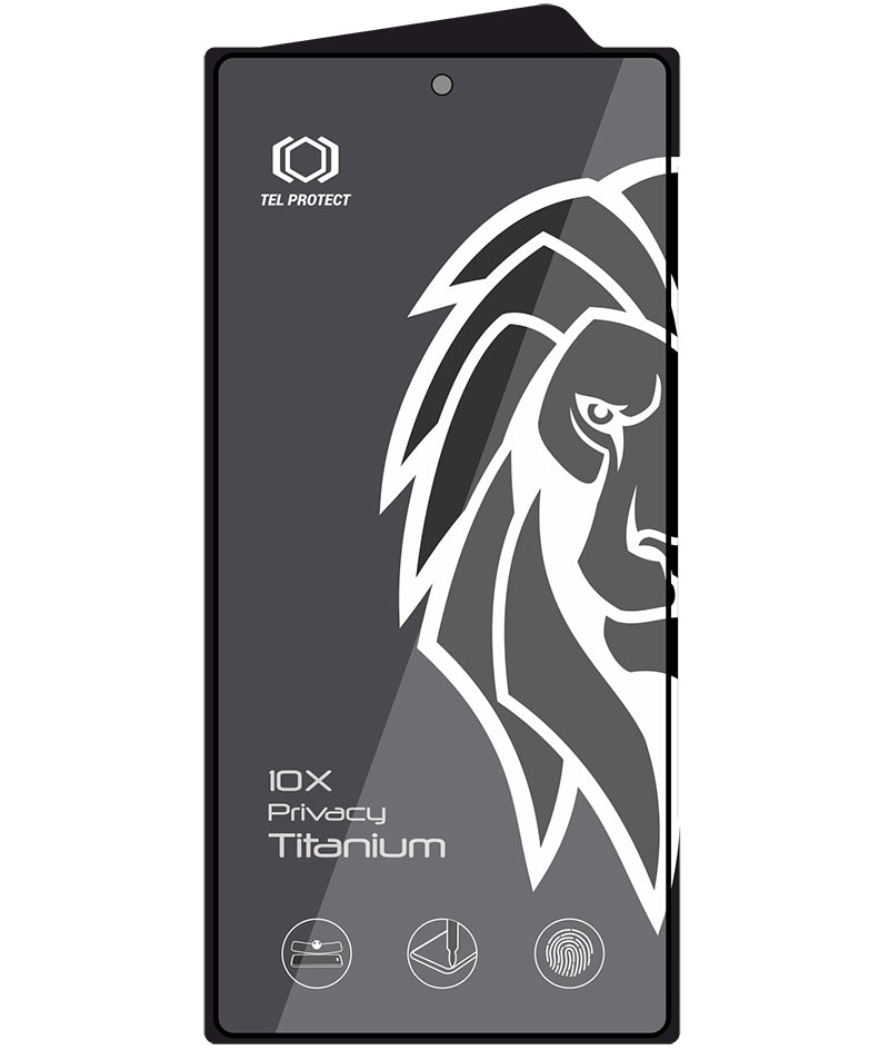 Zaščitna folija za zaslon Privacy Tel Protect 10X Plus Titanium za Samsung Galaxy S25 Ultra S938, kaljeno steklo, lepilo po celotni površini