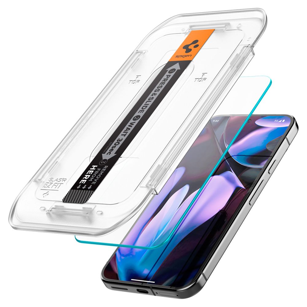 Spigen EZ FIT ščitnik zaslona za Google Pixel 9 / 9 Pro, zaščiteno steklo, polno lepilo, komplet 2 kosov, 2,5D AGL08442 AGL08442 AGL08442