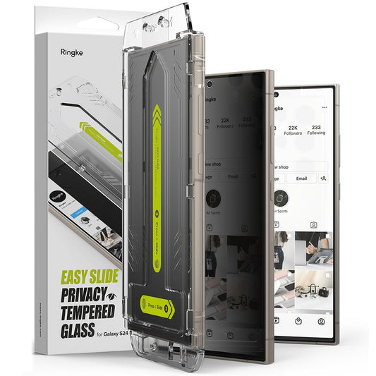 Ringke Easy Slide Privacy Screen Protector za Samsung Galaxy S24 Ultra S928, zaščiteno steklo, polno lepilo, komplet 2 kosa