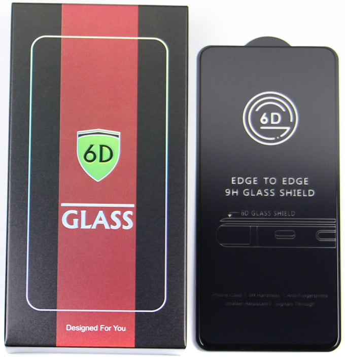 Zaščitna folija zaslona OEM za Apple iPhone 17e / 16e / 14 / 13 Pro, kaljeno steklo, polno lepilo, komplet 10 kosov, 6D, črna