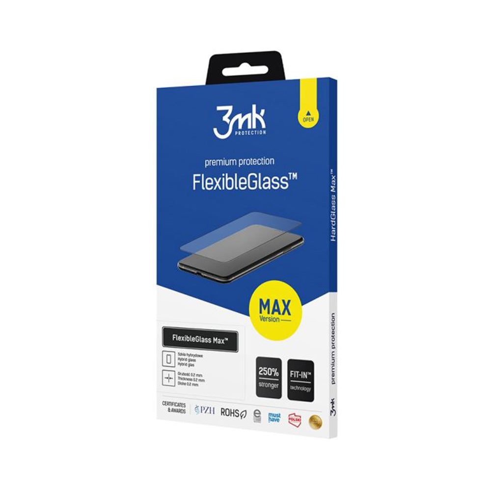 Zaščitna folija za zaslon 3MK FlexibleGlass Max za Apple iPhone 16 Pro, fleksibilno steklo, polno lepilo, črna