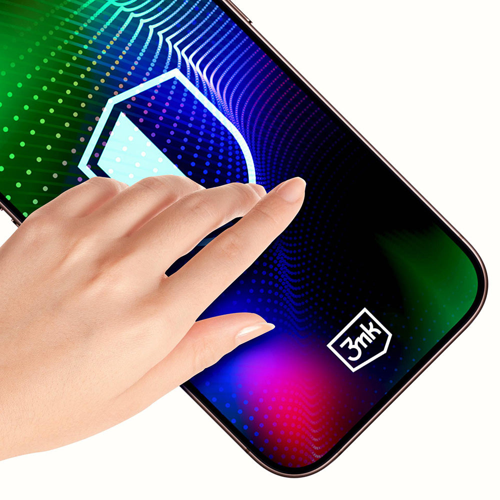 Zaščitna folija za zaslon 3MK Hardy Ultra za Apple iPhone 17 / 16 Pro, Kaljeno steklo, Polno lepilo, Črna