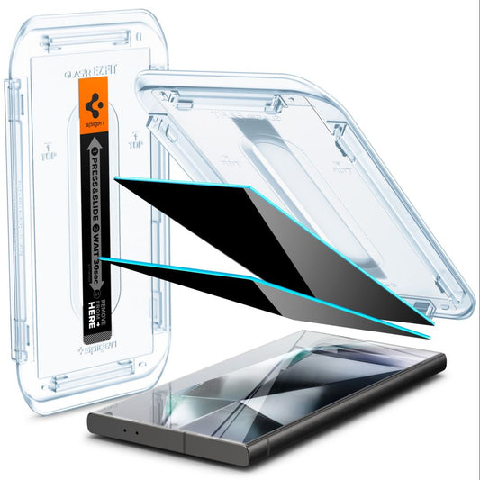 Spigen EZ FIT Privacy Screen Protector for Samsung Galaxy S24 Ultra S928, Protective Glass, Full Glue, Set 2 pieces