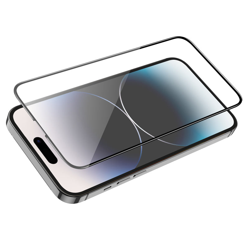 Zaščitna folija za zaslon HOCO G16 za Apple iPhone 14 Pro Max, Kaljeno steklo, Polno lepljiva, 5D, Črna