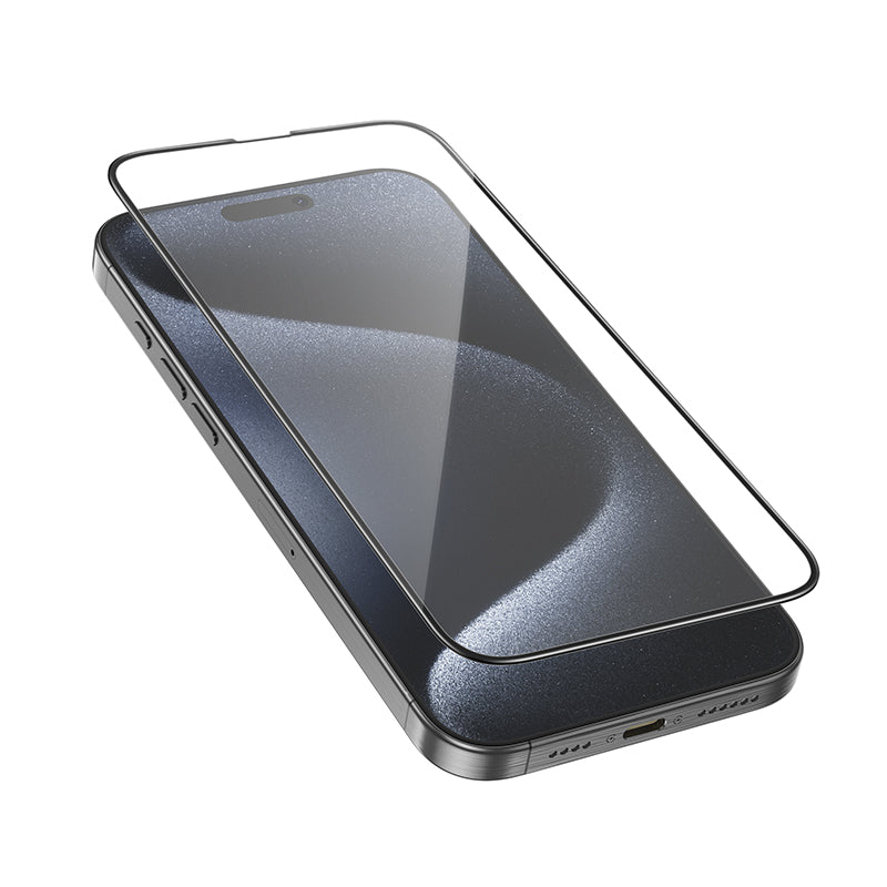 Zaščitna folija za zaslon HOCO G16 za Apple iPhone 16 Pro Max, Kaljeno steklo, Polno lepilo, 5D, Črna