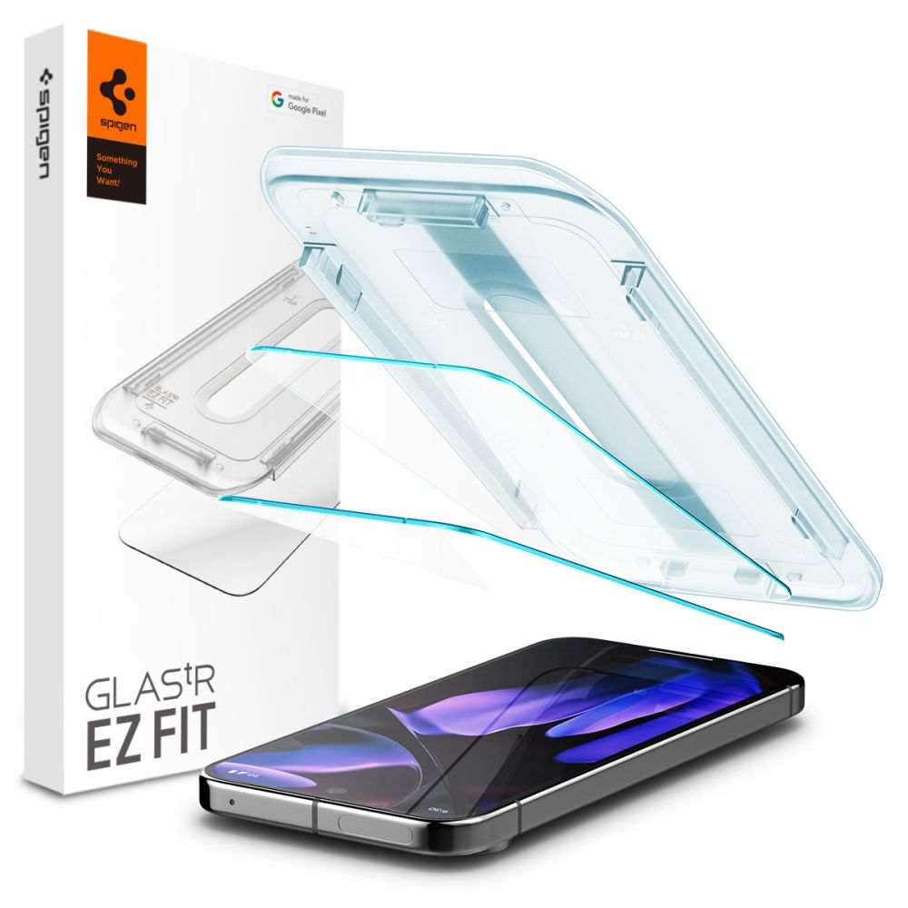 Spigen EZ FIT ščitnik zaslona za Google Pixel 9 / 9 Pro, zaščiteno steklo, polno lepilo, komplet 2 kosov, 2,5D AGL08442 AGL08442 AGL08442