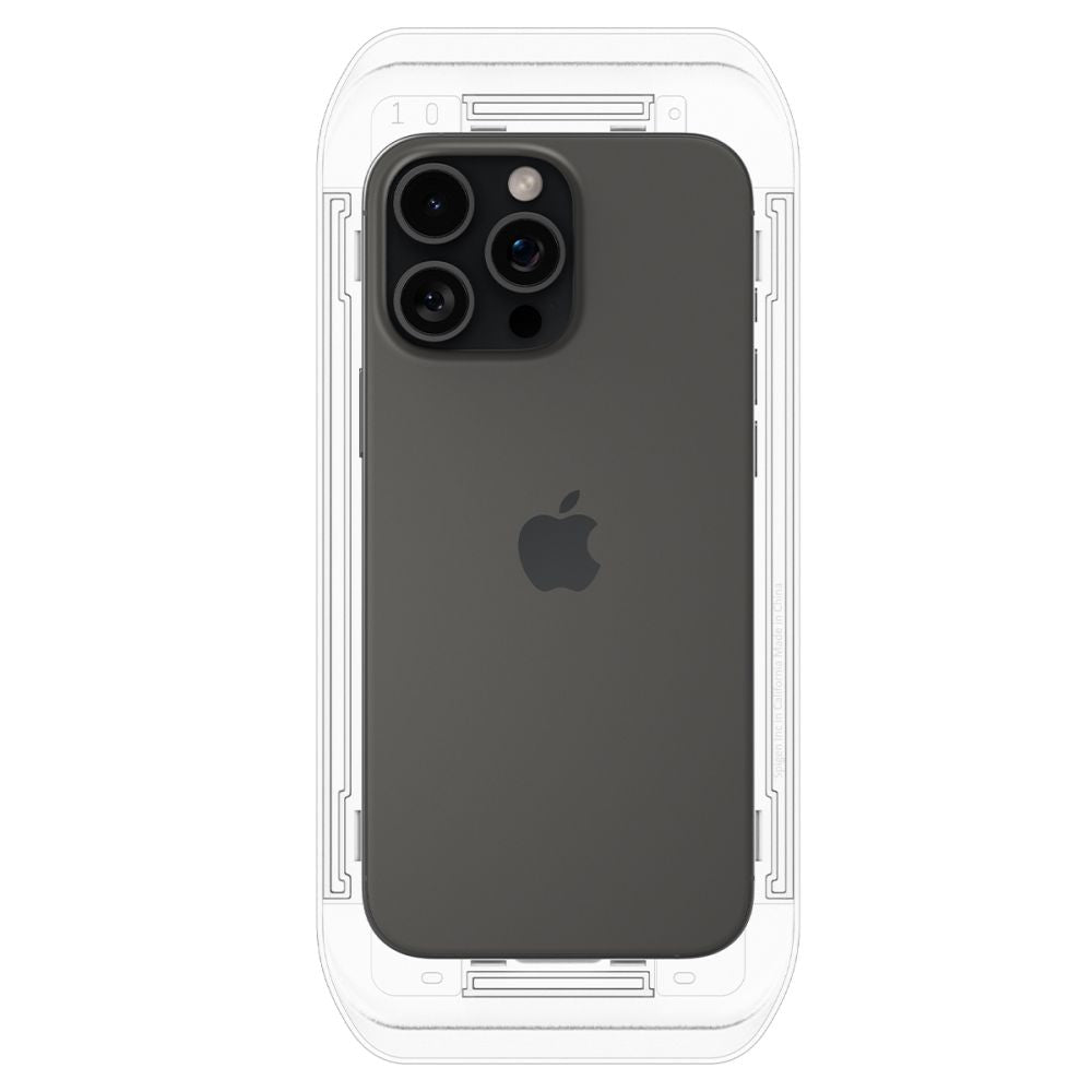 Zaščitna folija za zaslon Spigen GlastR EZ FIT za Apple iPhone 17 Pro / 17 / 16 Pro, Kaljeno steklo, Polno lepljenje, Komplet 2 kosa