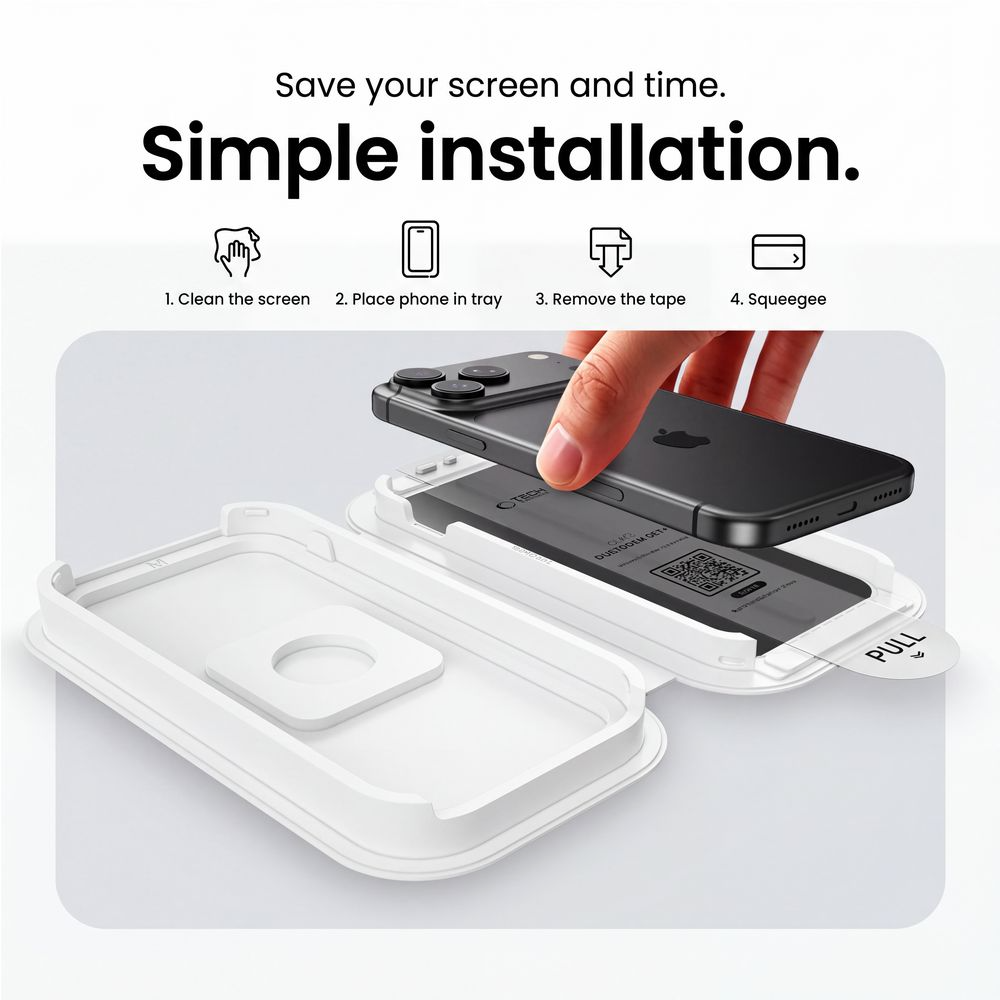 Zaščitna folija zaslona Privacy Tech-Protect OneTouch za Apple iPhone 18 Pro Max, kaljeno steklo, polno lepilo, komplet 2 kosa