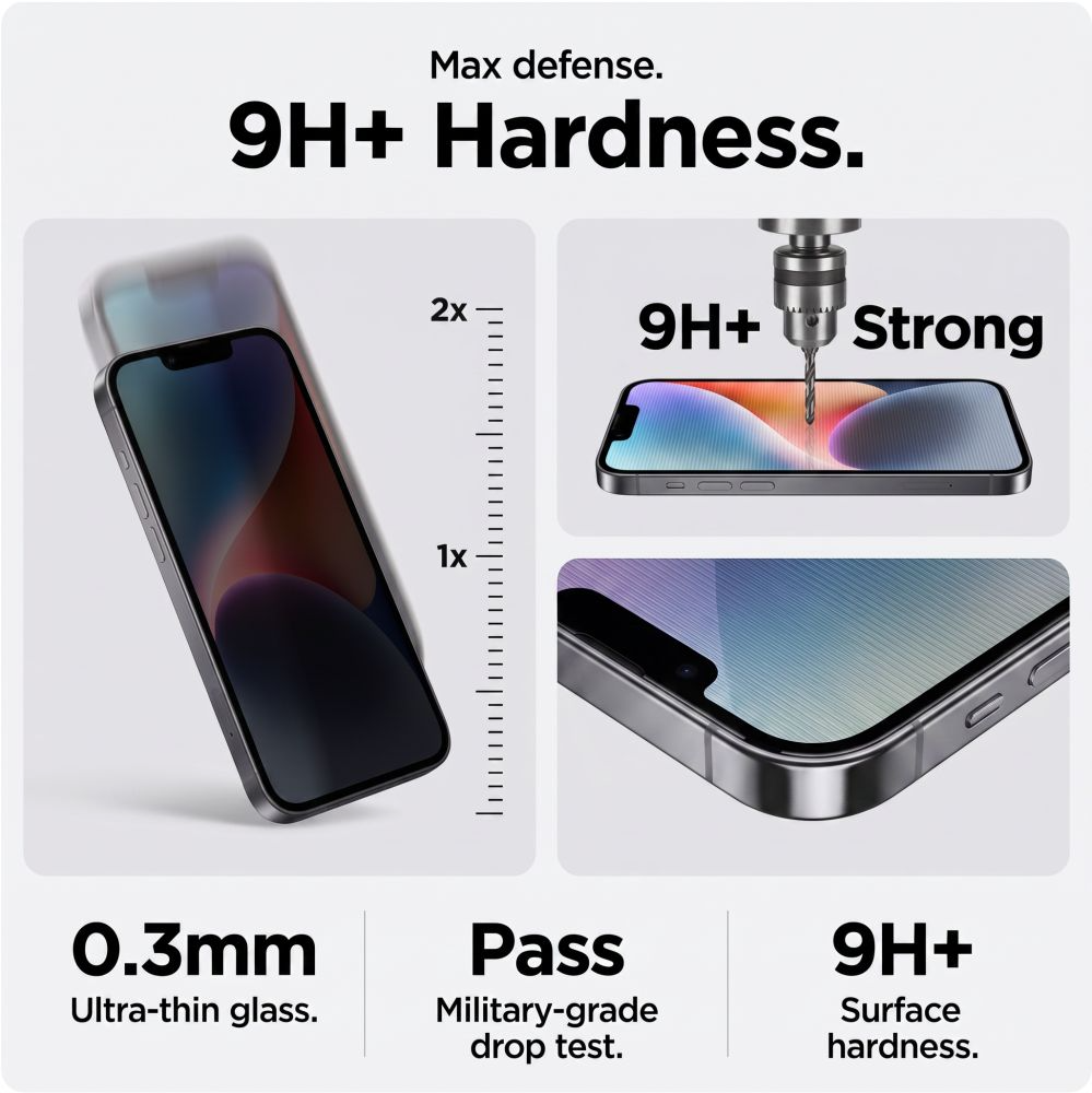 Zaščitna folija zaslona Privacy Tech-Protect OneTouch za Apple iPhone 18 Pro Max, kaljeno steklo, polno lepilo, komplet 2 kosa